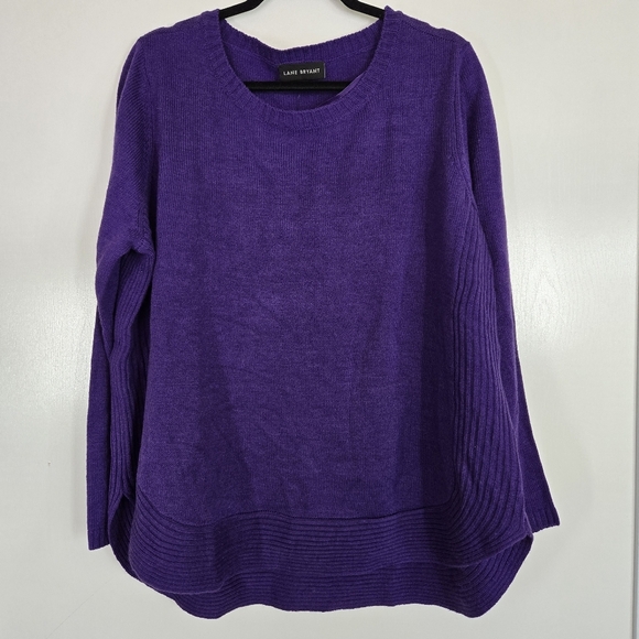 Lane Bryant Purple Pullover Knit Sweater Womens 18/20 Long Sleeves Jumper Tunic - Picture 1 of 7
